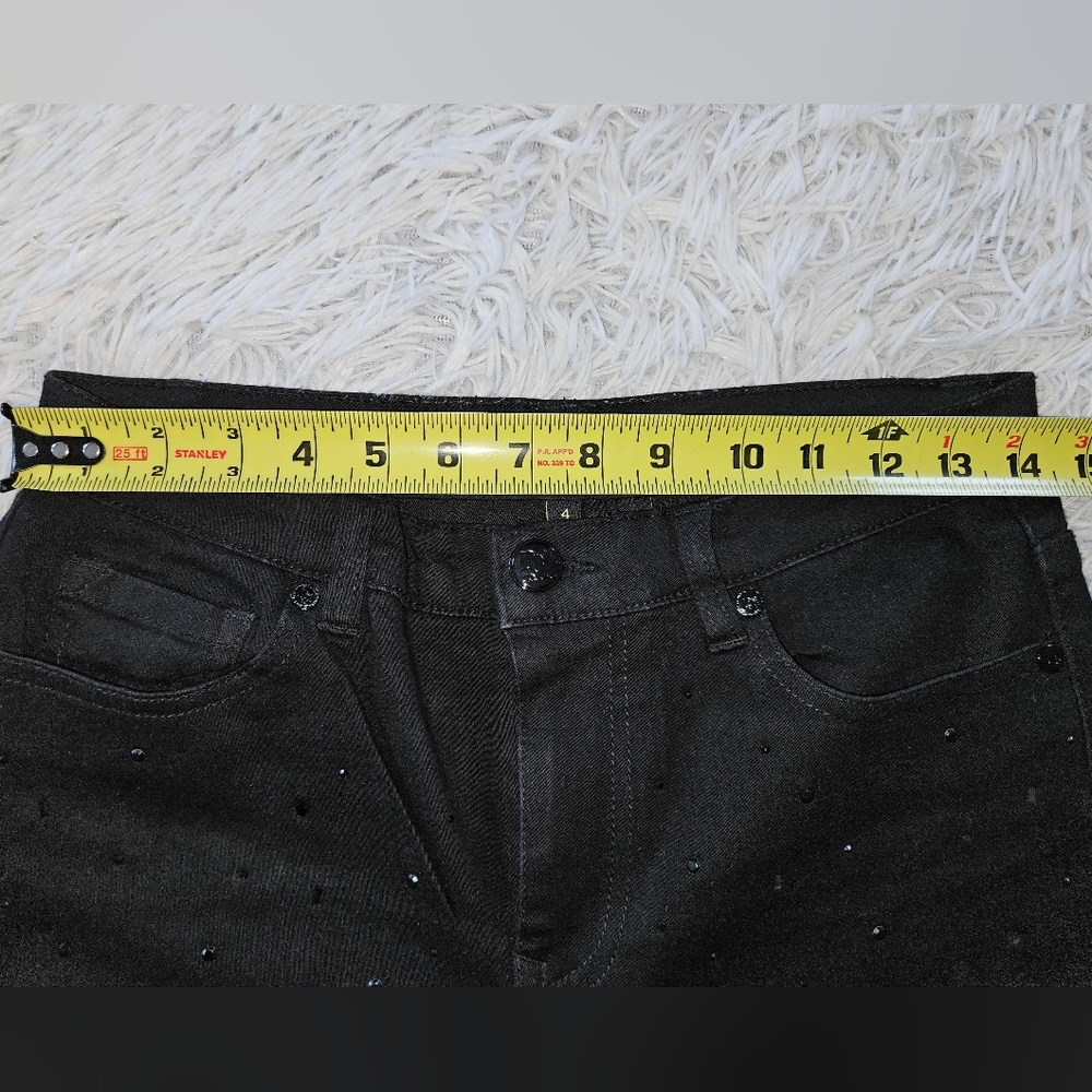 DG2 by Diane Gilman Black Skinny Jeans with Black Rhinestone Accents Womens 4 - Picture 7 of 9